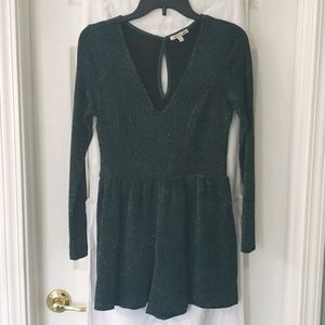 Holiday Party Green Sparkley Romper